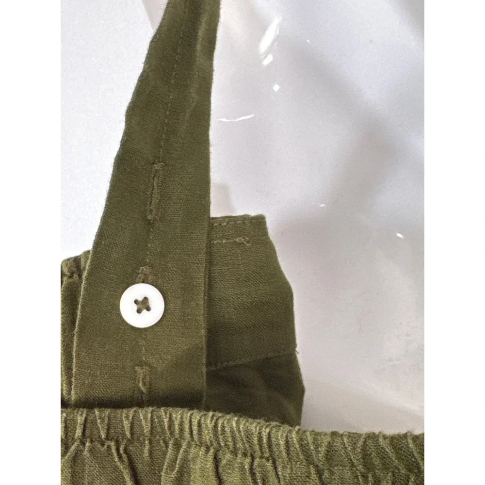 Quince Olive Green 100% Linen Wide Leg Jumpsuit Womens Small NWT Sustainable